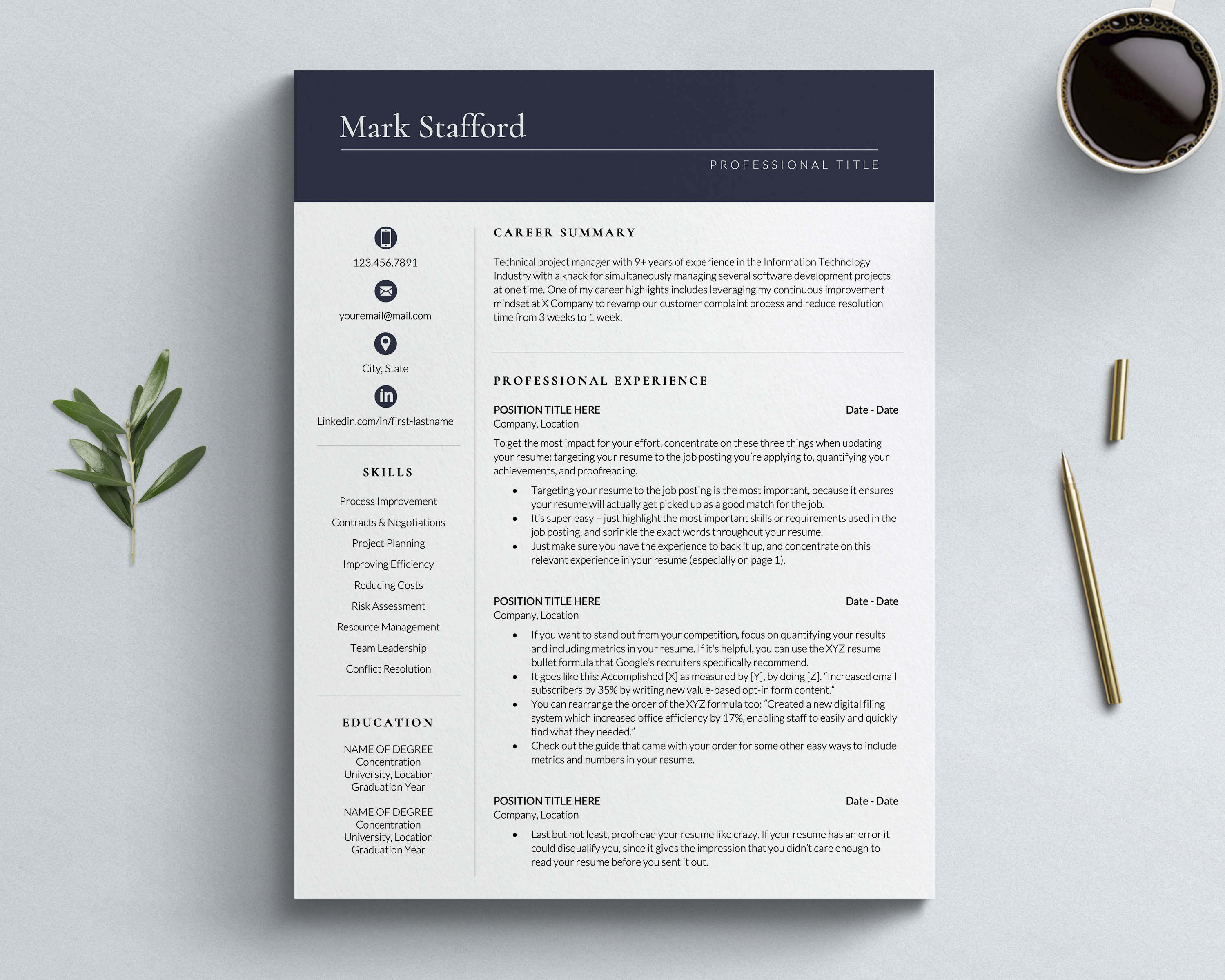 executive resume word template