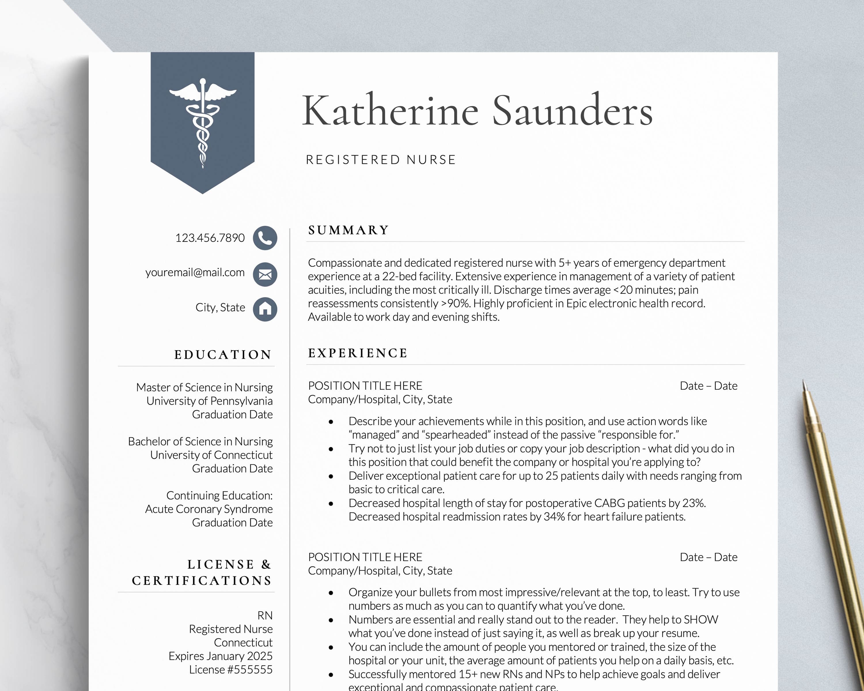 new grad RN resume templates