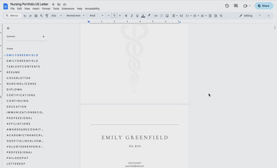 nursing portfolio examples template