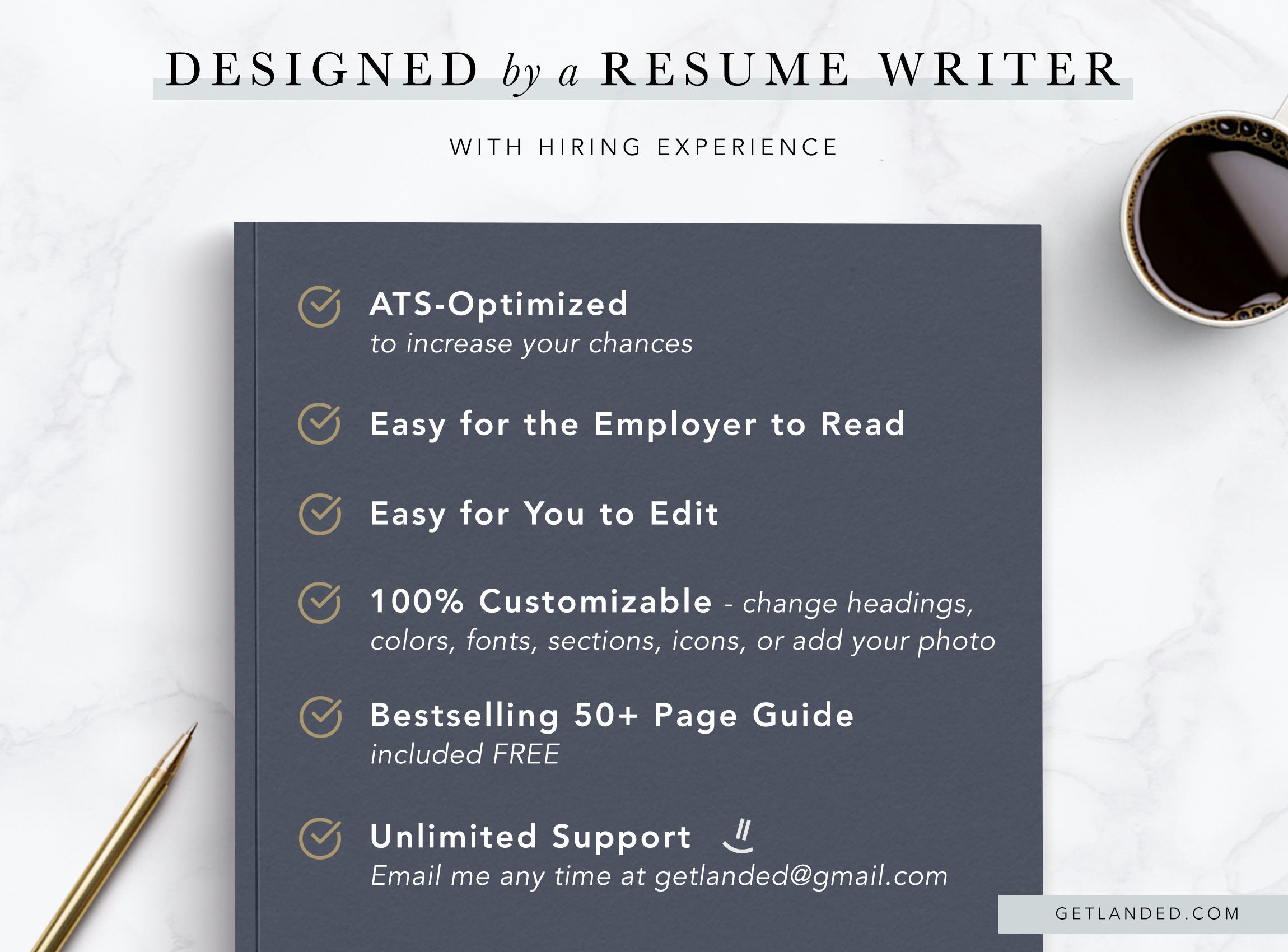 Get Landed Resume Template Features